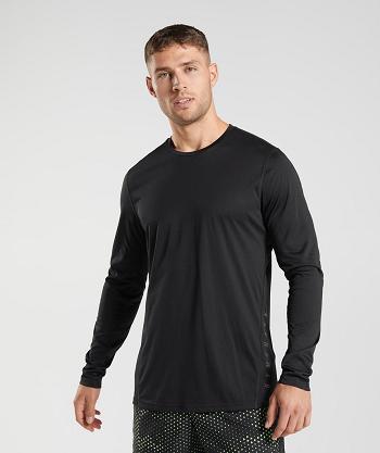 Gymshark Sport Long Sleeve Herr Svarta Svarta | SE 3643JPQ